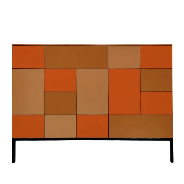 BATEL Quadrik 033 grande commode fer bois patiné