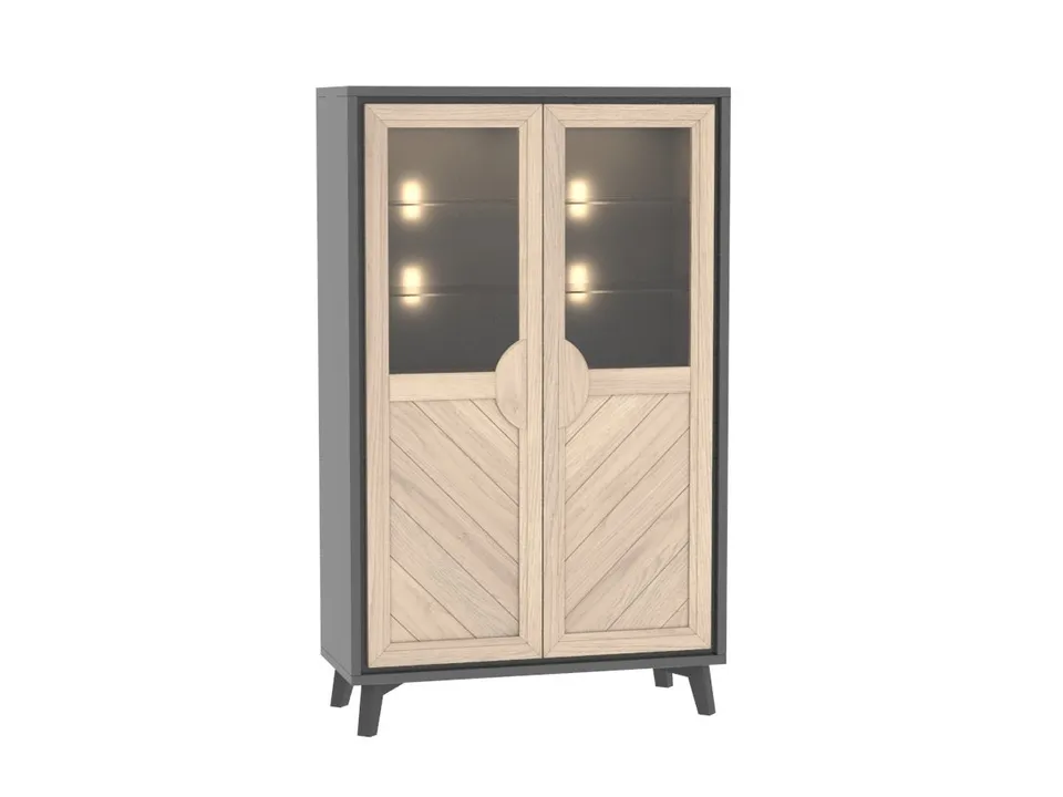 Ateliers de Langres HAUSSMANN Vitrine 2 portes chêne sans LED