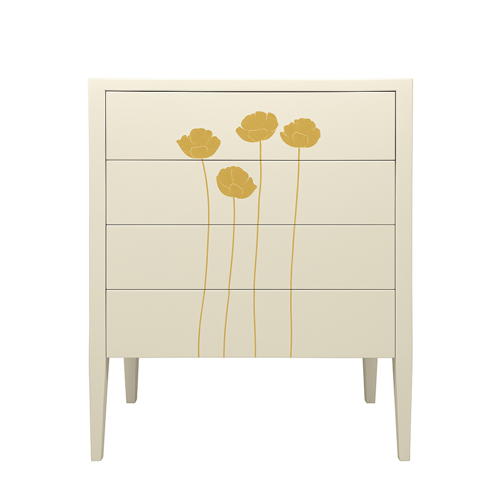 BATEL 769CO Coquelicot commode 4 tiroirs 75x41x90