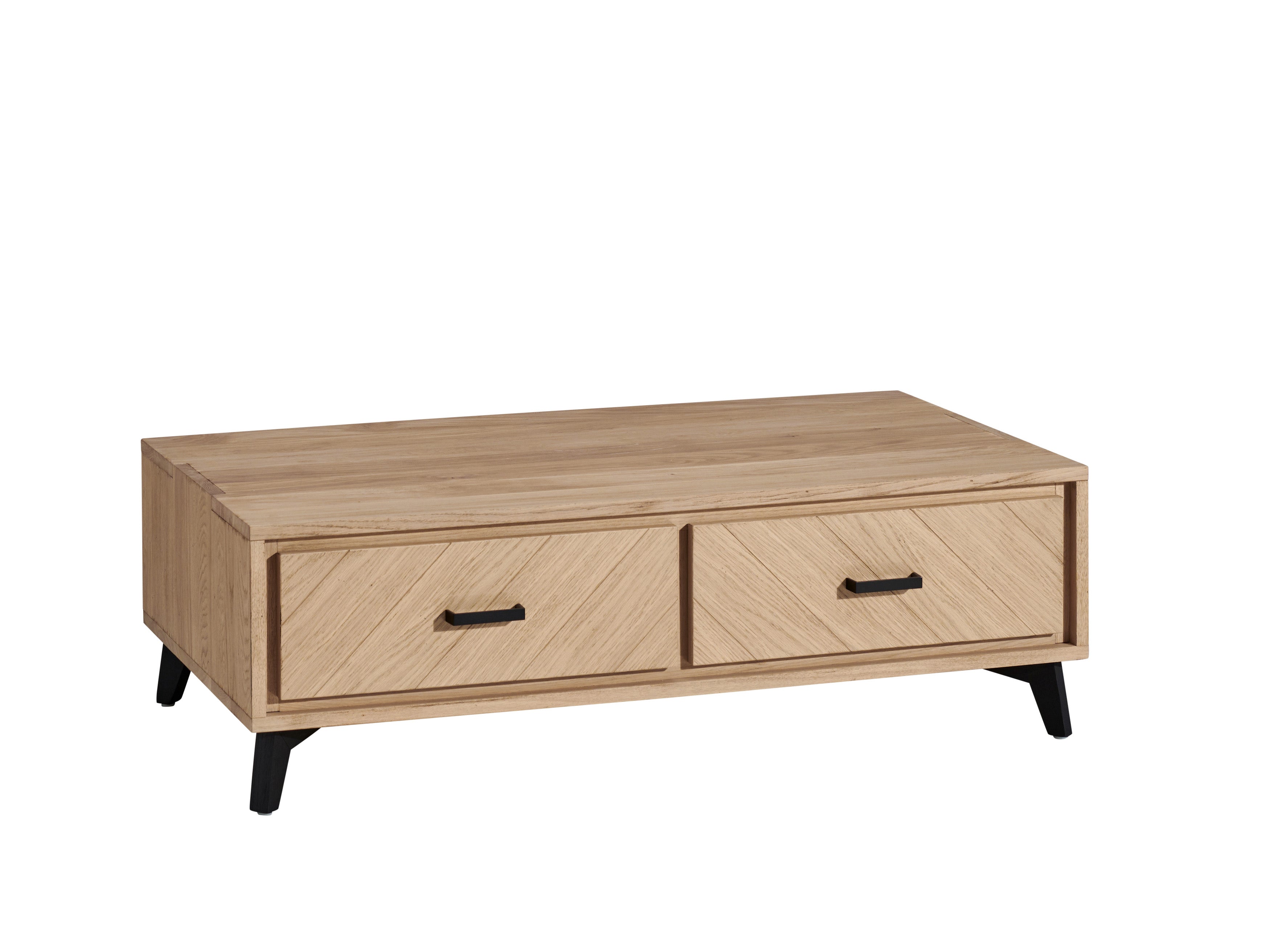 Ateliers de Langres Haussmann table basse rectangle 2 tiroirs chêne
