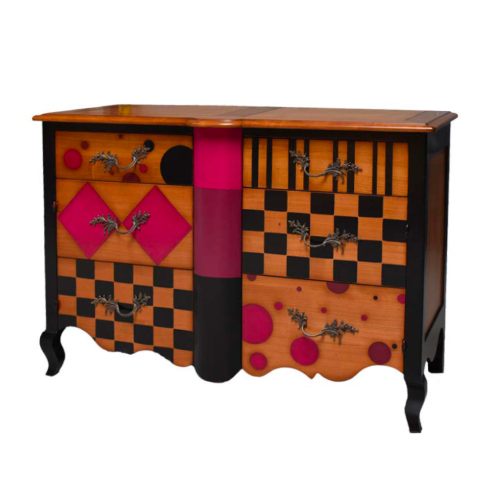 BATEL Arlequin 678 commode 2 tiroirs 2 portes bois 130 cm