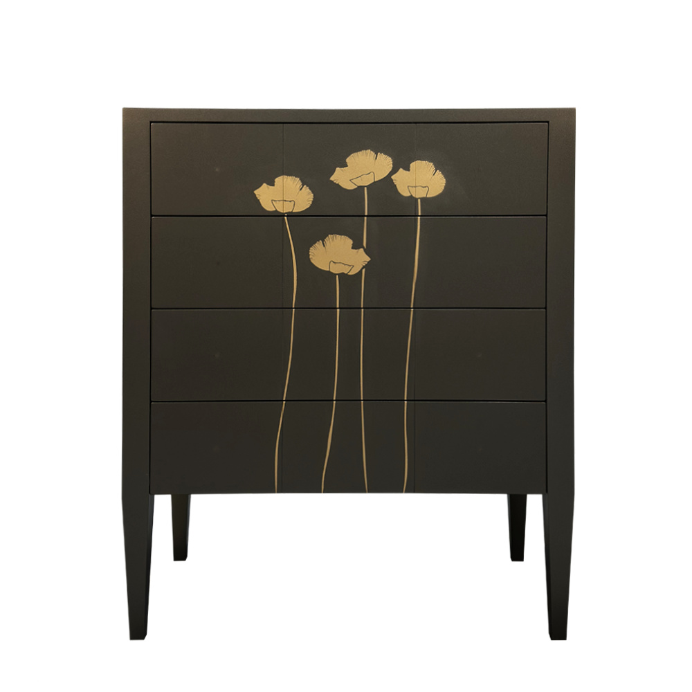 BATEL 769CO Coquelicot commode 4 tiroirs 75x41x90