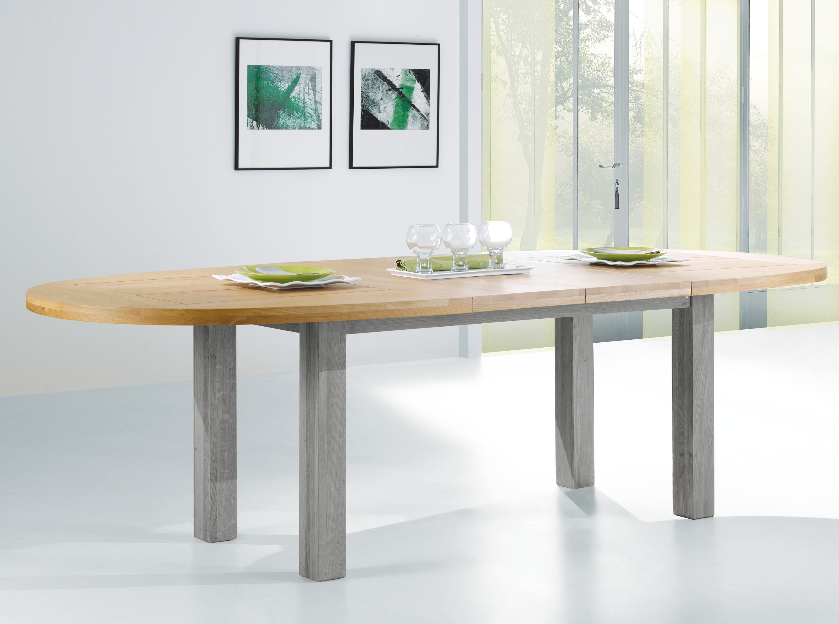 Ateliers de Langres Whitney table ovale chêne massif 1 allonge