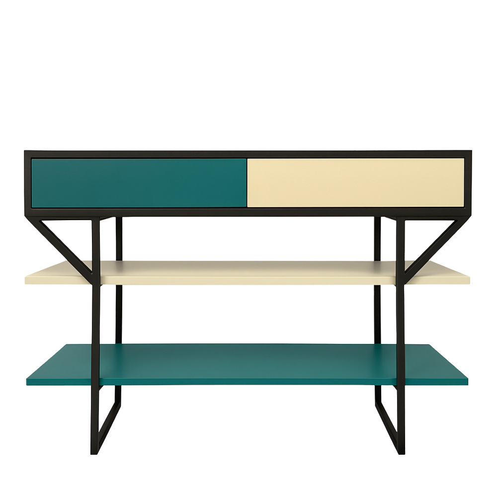 BATEL Horizon 2001 console laquée 120 cm 2 tiroirs