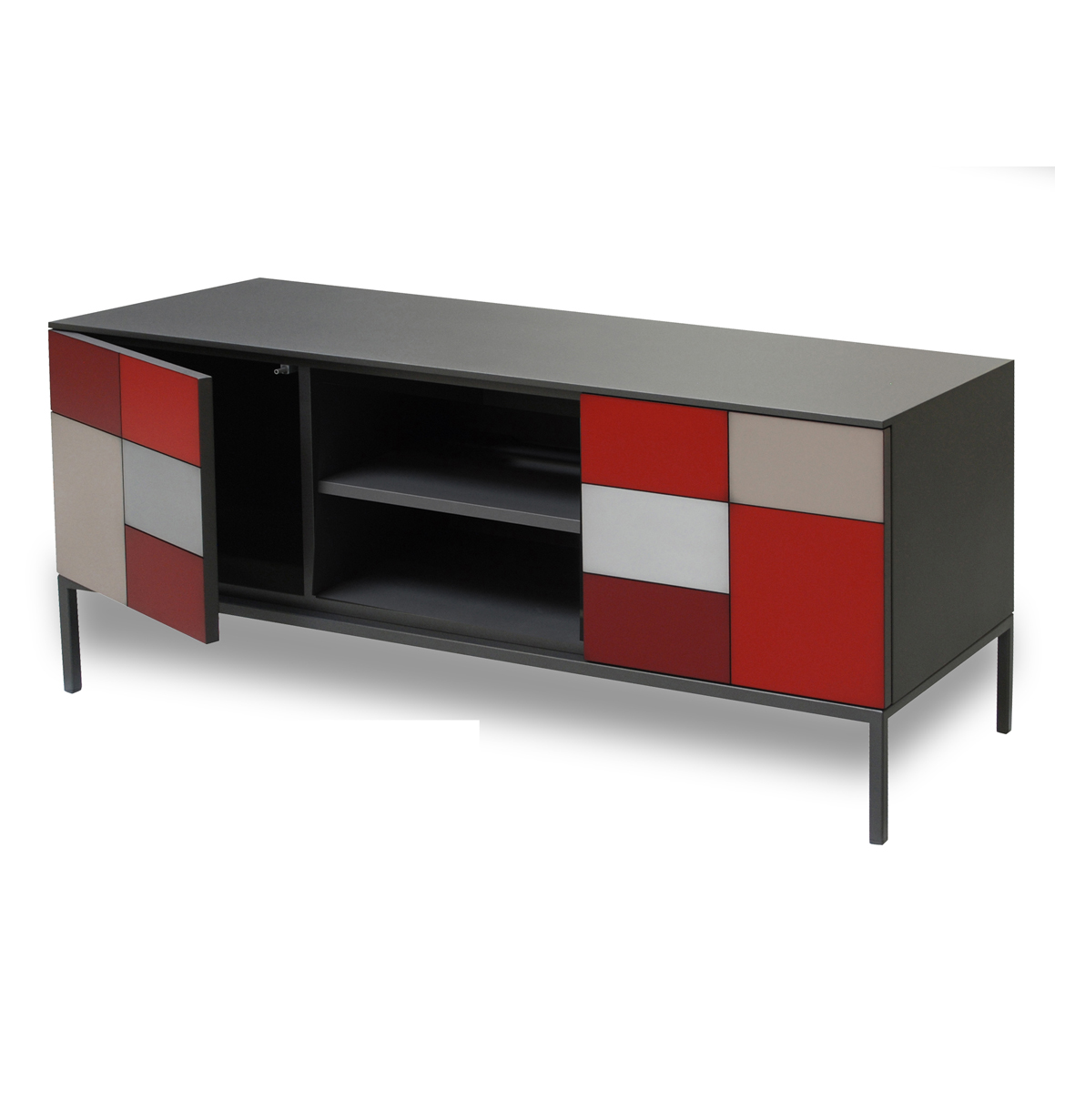 BATEL Quadrik 034 meuble TV 130 cm 2 portes bois