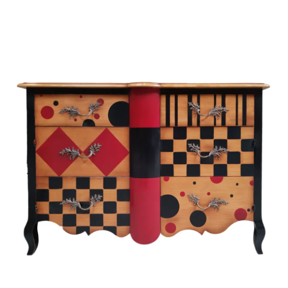 BATEL Arlequin 678 commode 2 tiroirs 2 portes bois 130 cm
