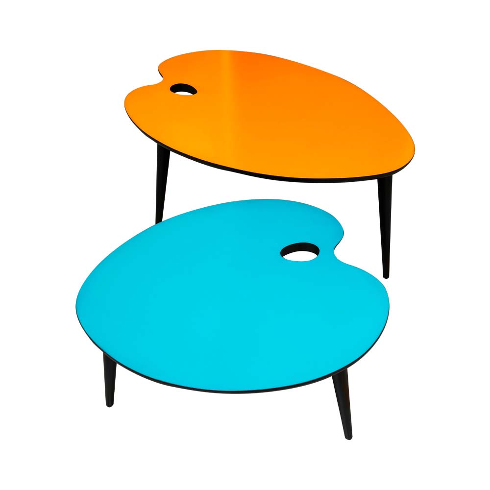 BATEL Palette 283L tables gigognes plateau laqué lot 3 bois
