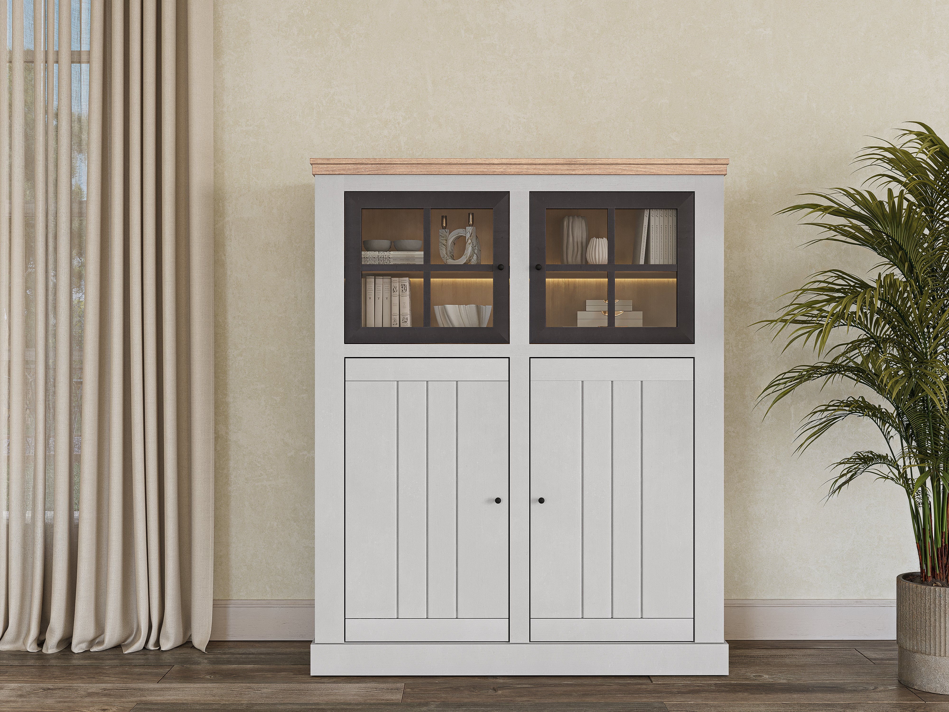 Ateliers de Langres Cosy Cabinet 4 portes chêne avec LED