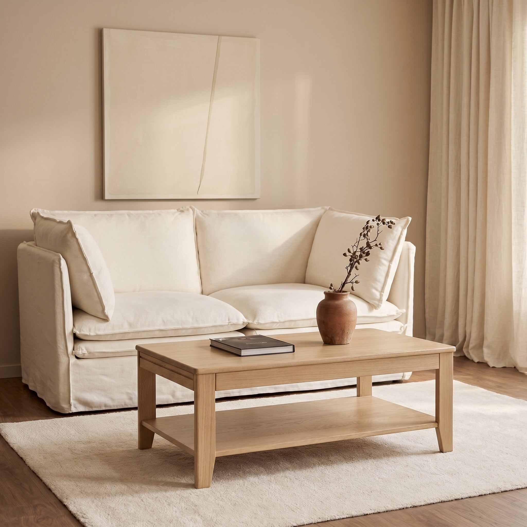 Ateliers de Langres YNES table basse 2 tirettes chêne massif