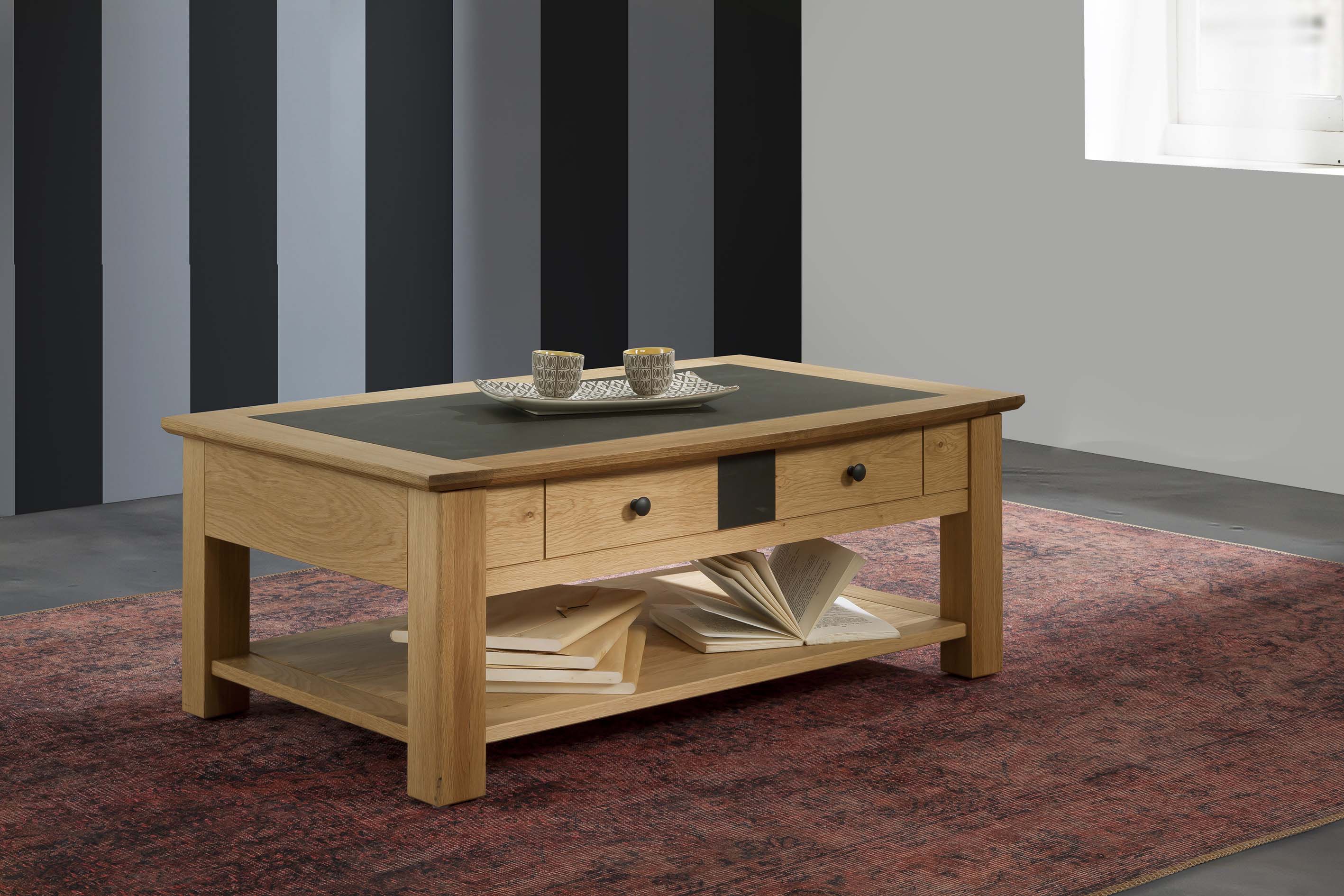 Ateliers de Langres Belem Table basse dinette chêne massif séjour