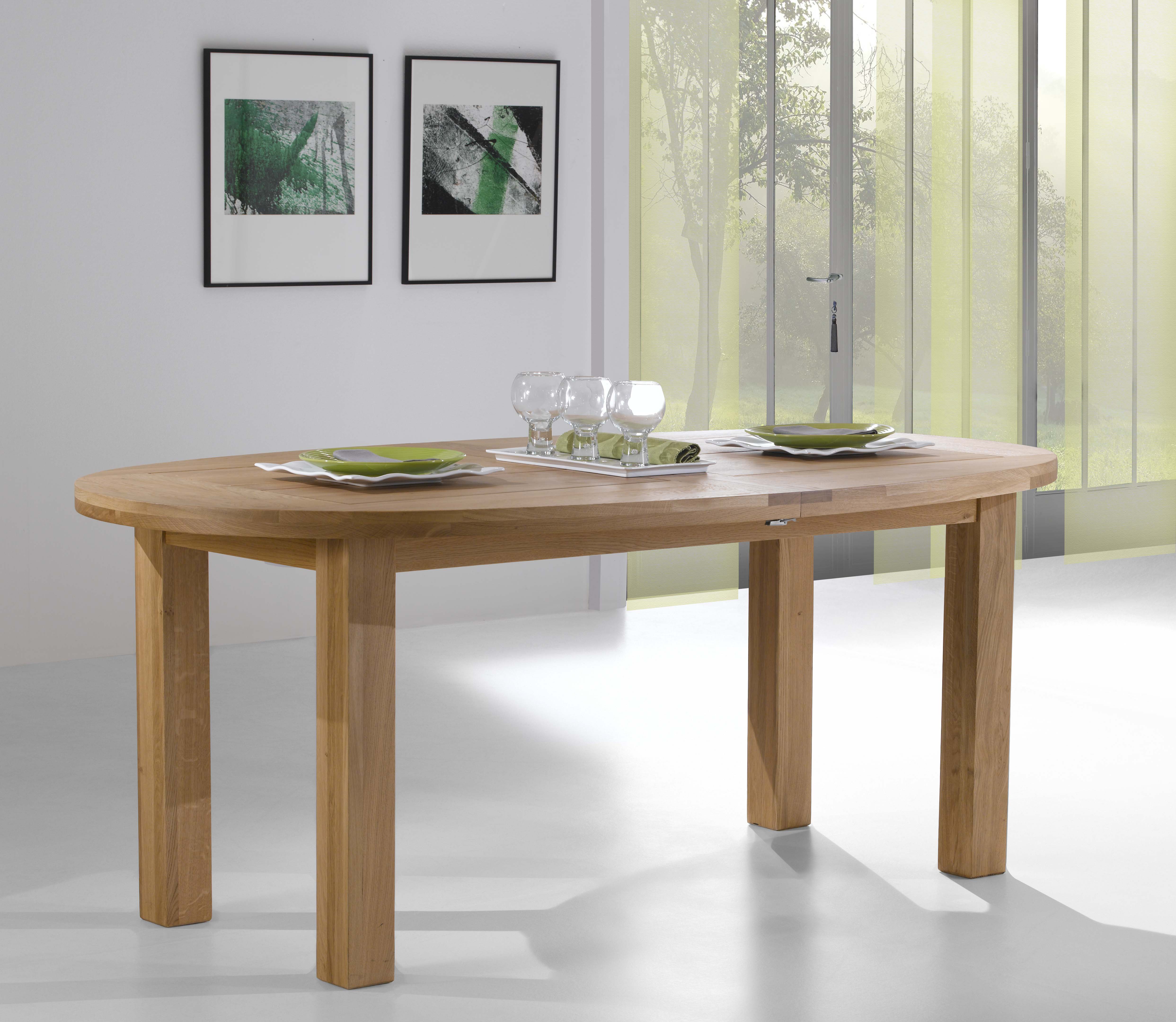 Ateliers de Langres Whitney table ovale chêne massif 1 allonge