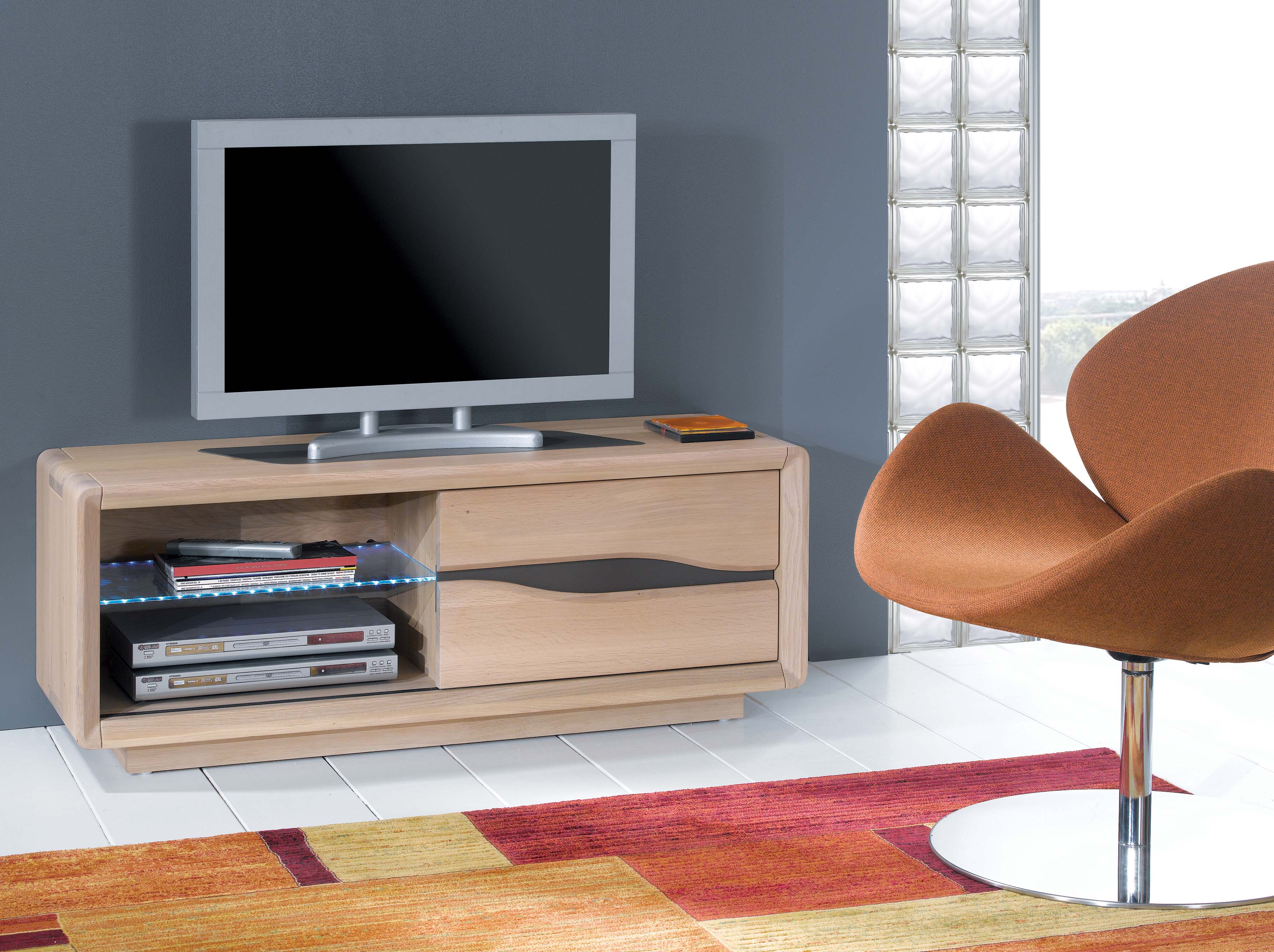 Ateliers de Langres Ceram meuble TV 1 porte niche chêne