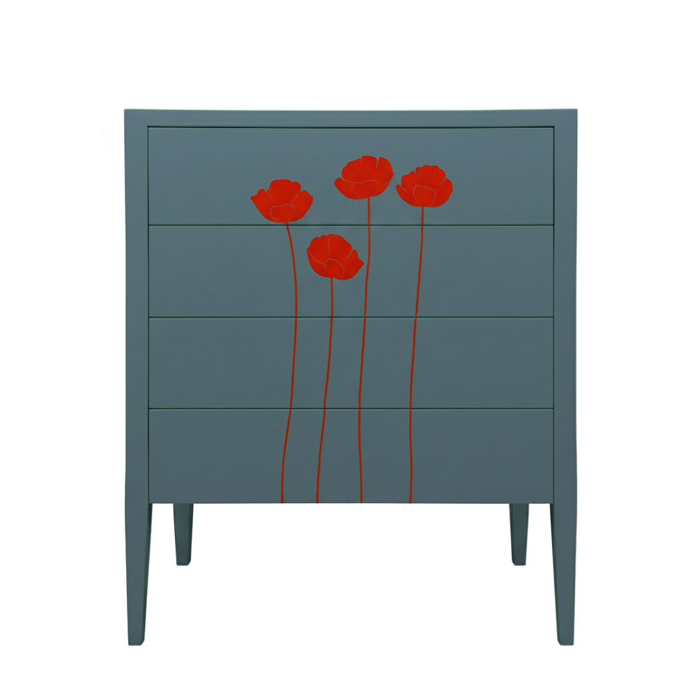 BATEL 769CO Coquelicot commode 4 tiroirs 75x41x90