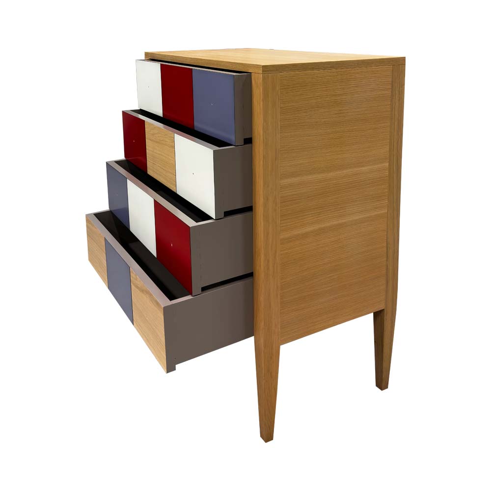 BATEL Multicolore 752 petite commode 4 tiroirs bois français