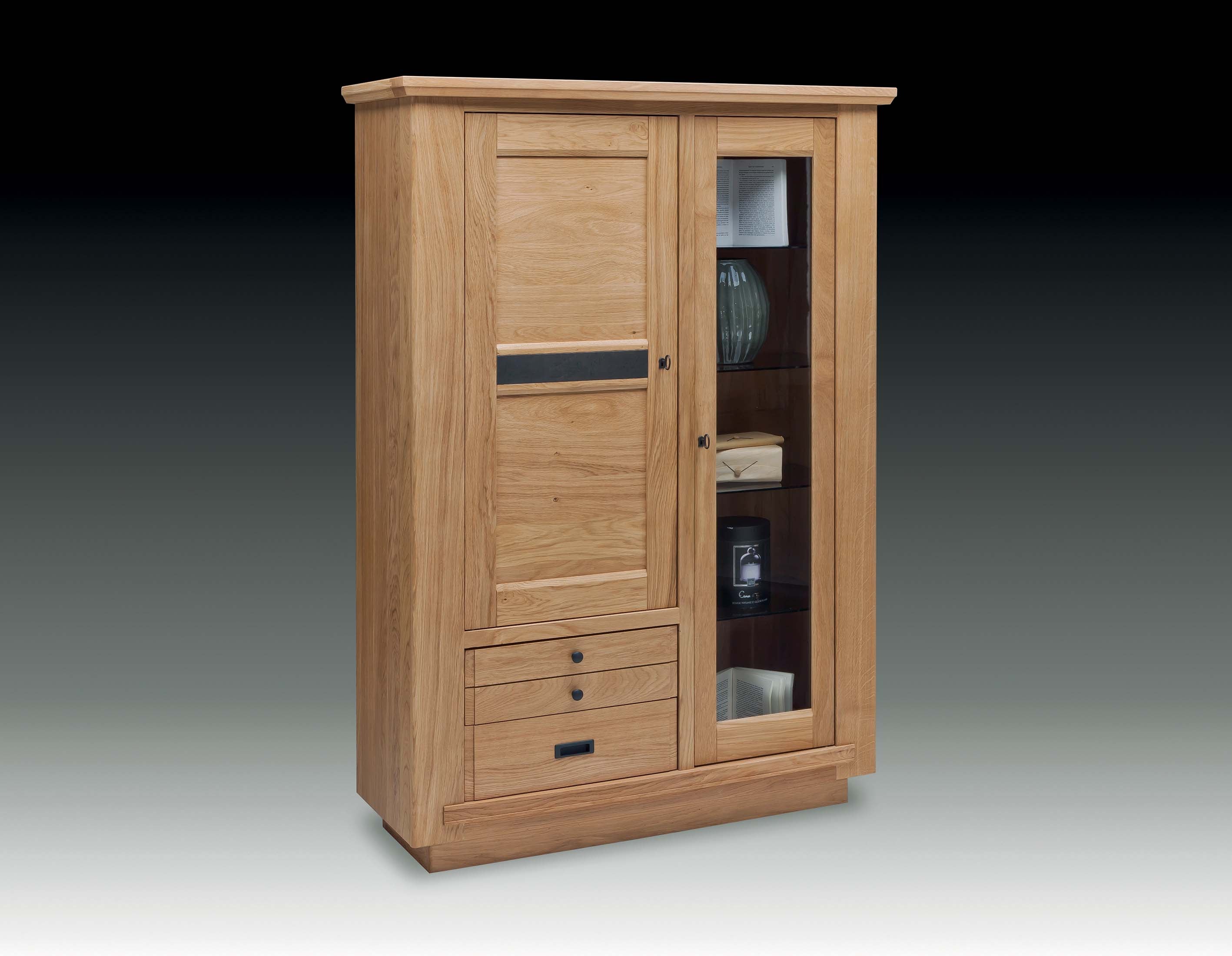Ateliers de Langres Belem vitrine 1 porte vitrée chêne