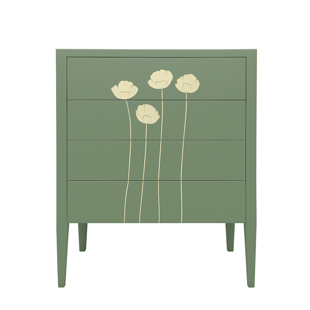 BATEL 769CO Coquelicot commode 4 tiroirs 75x41x90