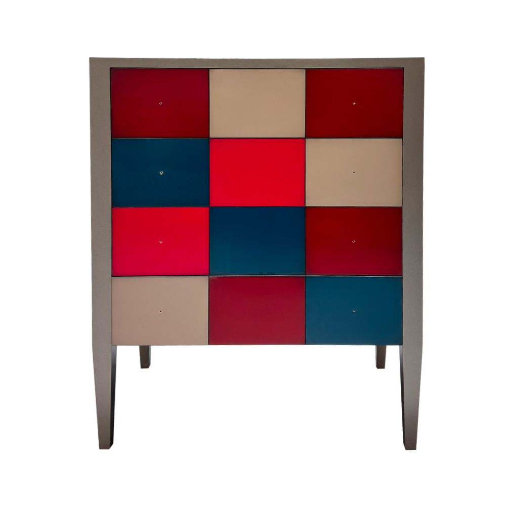 BATEL Multicolore 752 petite commode 4 tiroirs bois français