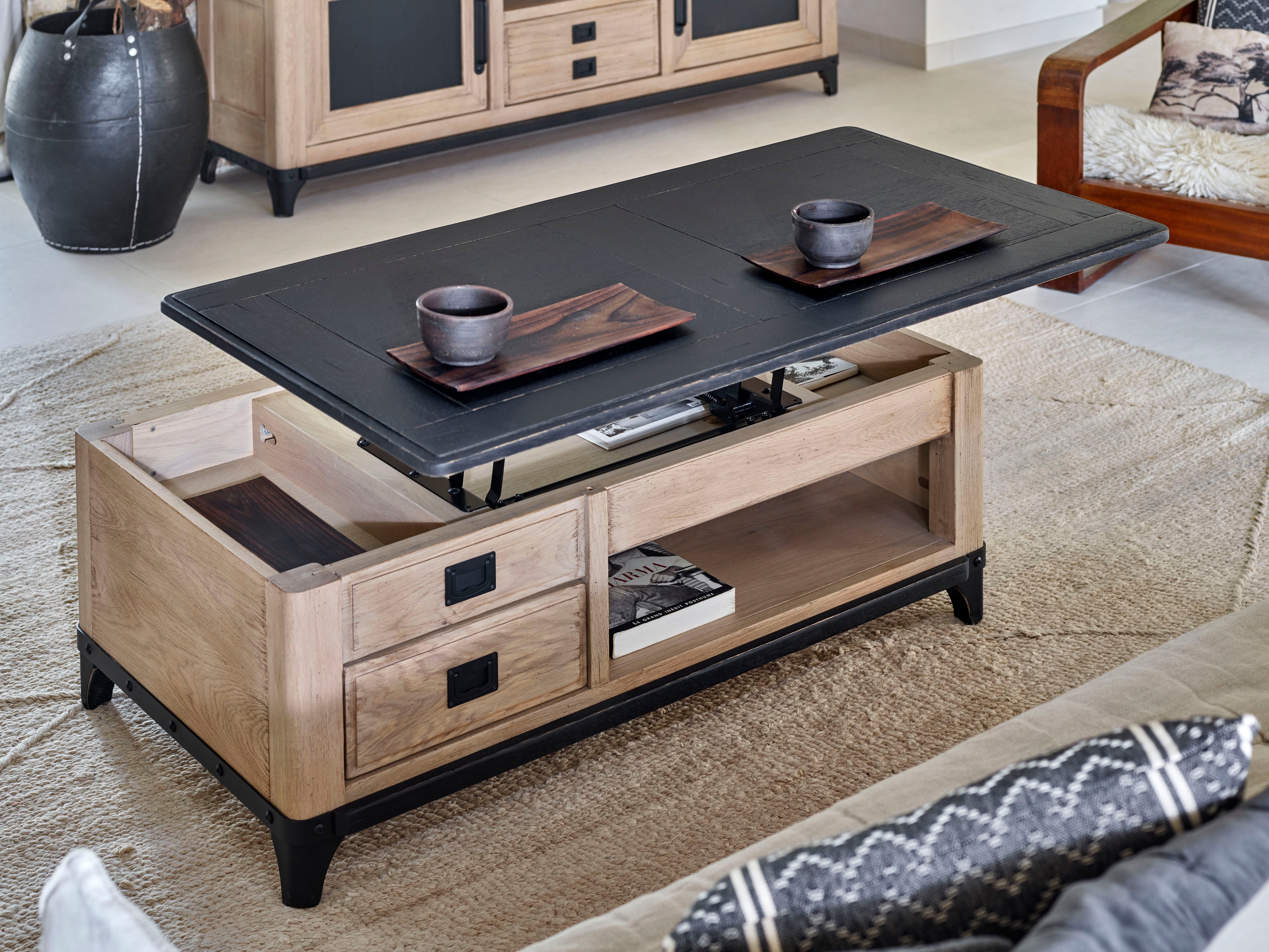 Ateliers de Langres Indus table basse dinette chêne massif
