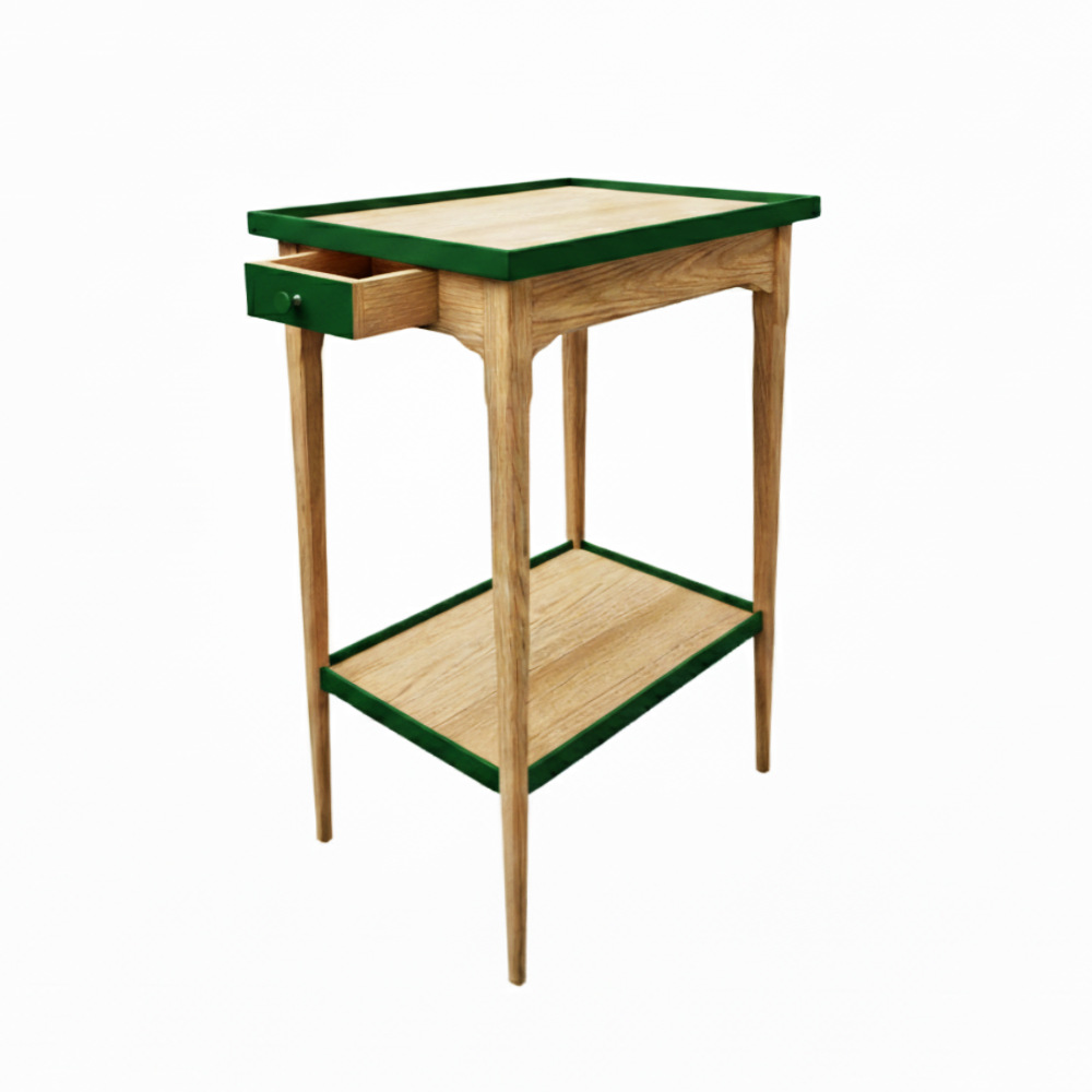 BATEL 502 Petite Table Guéridon Chêne 1 Tiroir