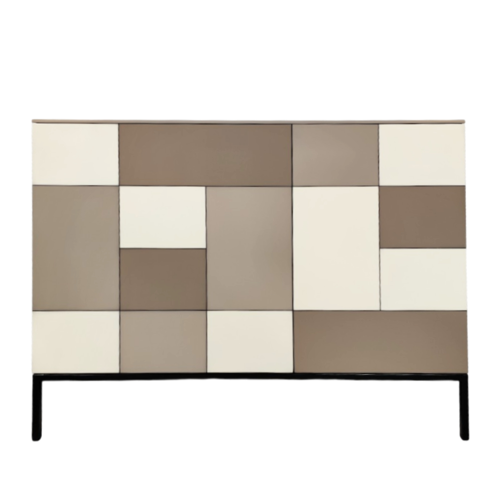 BATEL Quadrik 033 grande commode fer bois patiné