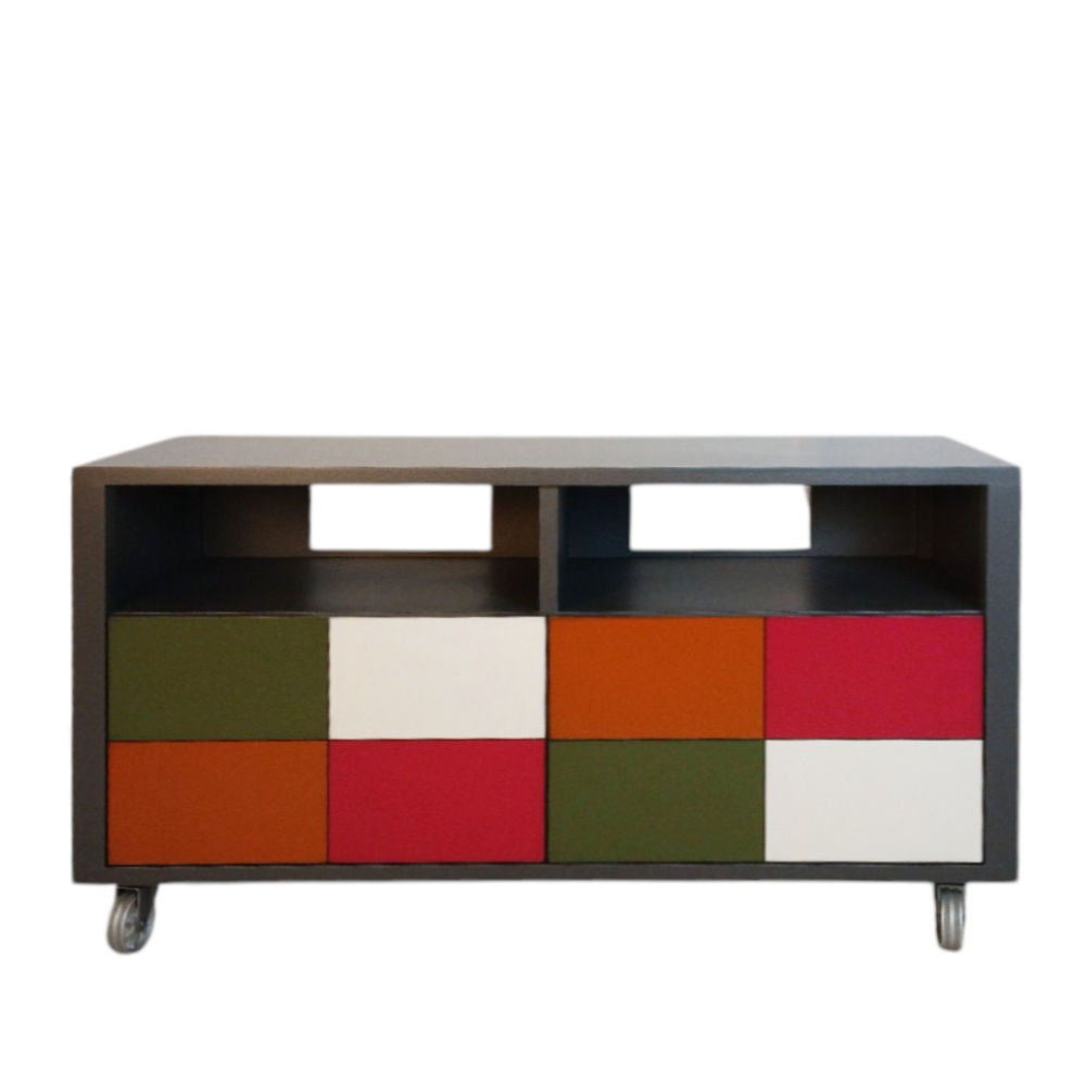 Batel Multicolore 781 Meuble TV 2 Portes 110 cm Roulettes