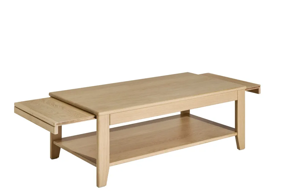 Ateliers de Langres YNES table basse 2 tirettes chêne massif