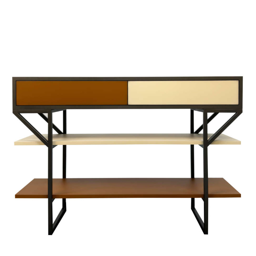 BATEL Horizon 2001 console laquée 120 cm 2 tiroirs