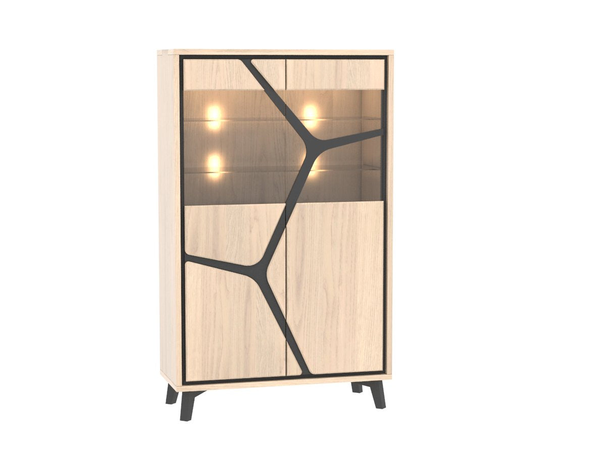 Ateliers de Langres Neo vitrine 2 portes chêne massif LED