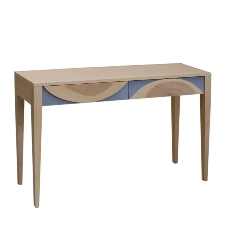 BATEL Natural 122 console rondins bois naturel 2 tiroirs