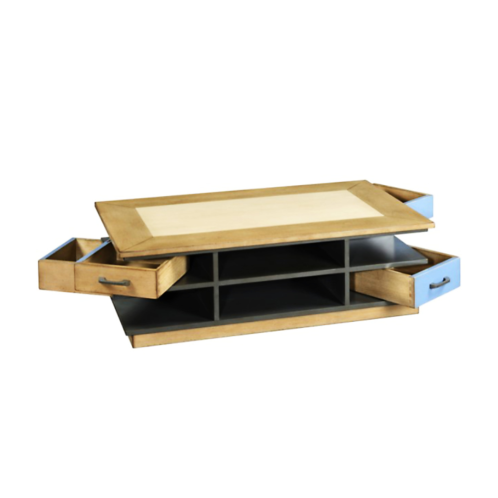 Batel Domino CD171 Table Basse 4 Tiroirs 120 cm Antiquaire