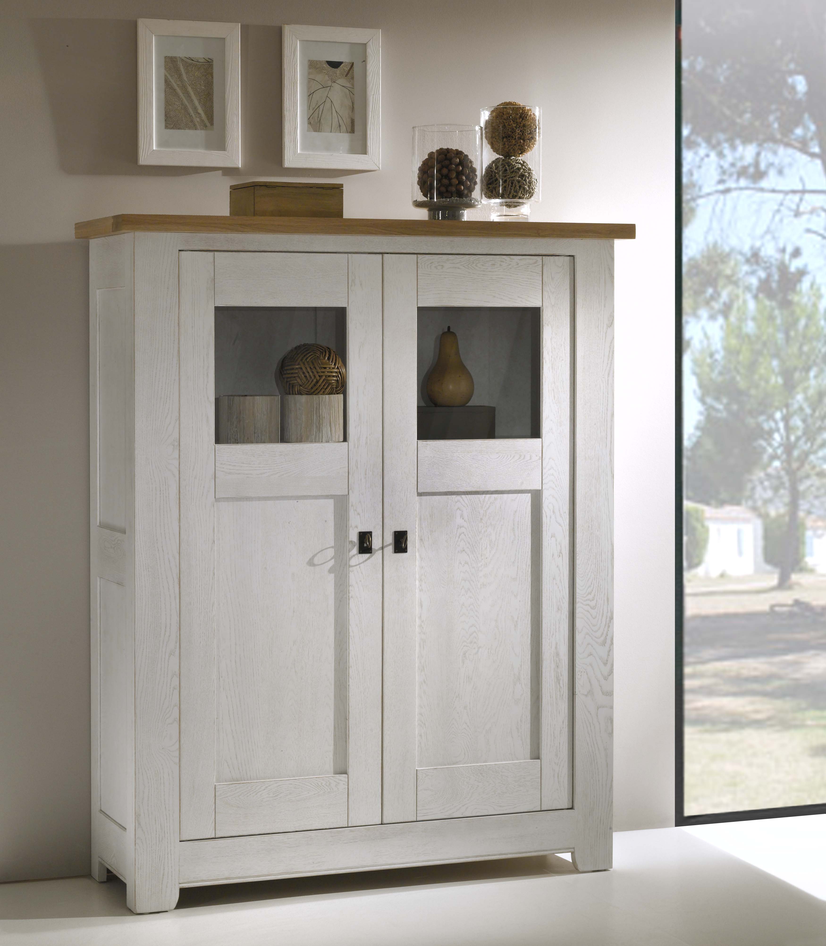 Ateliers de Langres Whitney meuble haut 2 portes vitrées chêne