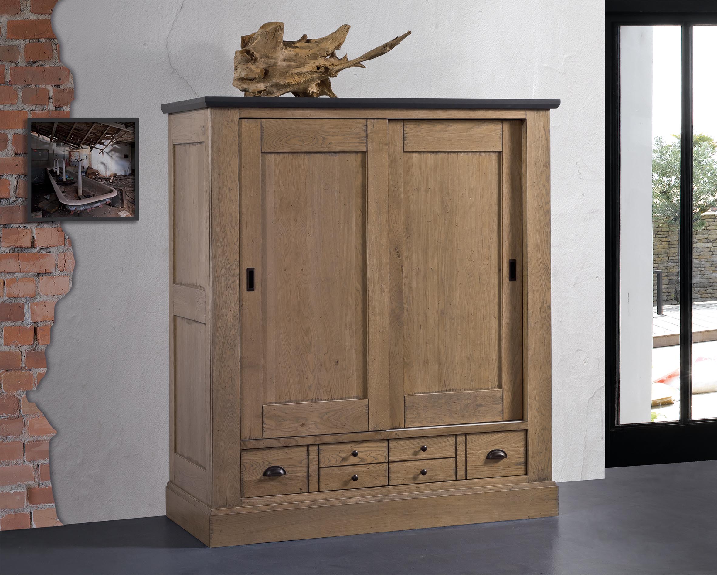 Ateliers de Langres ROMANCE armoirette 2 portes chêne