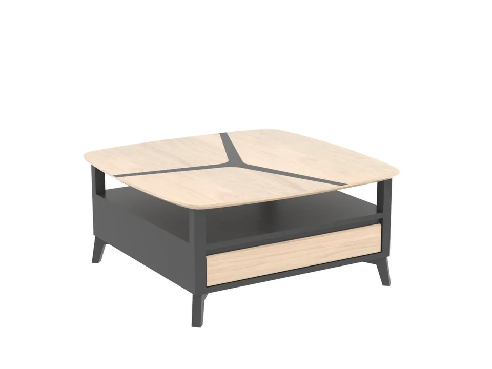 Ateliers de Langres Neo table basse carrée 2 tiroirs chêne
