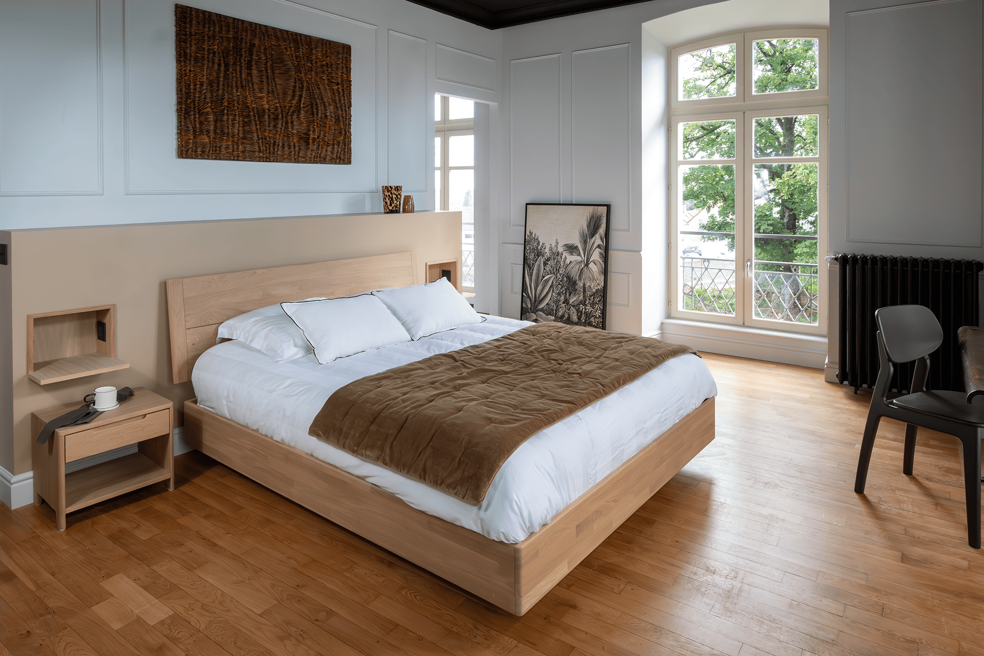 Ateliers de Langres JADE Chevet 1 tiroir 1 niche chêne massif