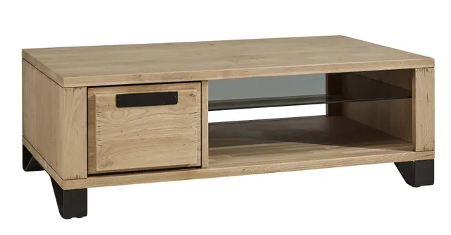 Ateliers de Langres Hudson table basse 1 tiroir va-et-vient chêne