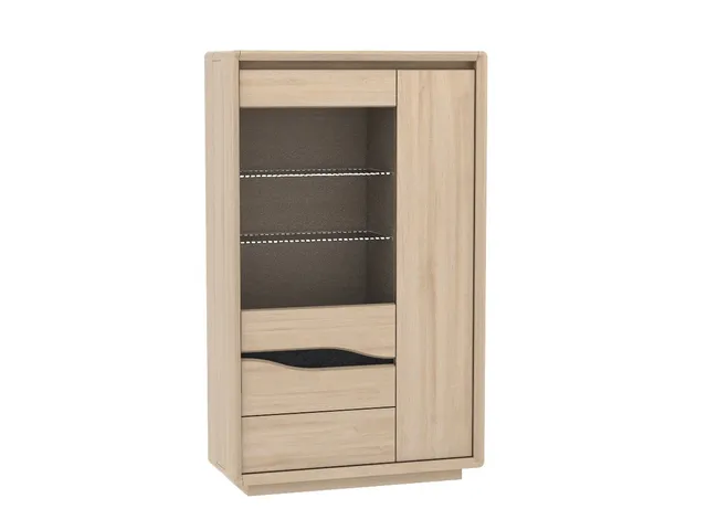 Ateliers de Langres Ceram vitrine 1 porte vitrée 1 tiroir chêne
