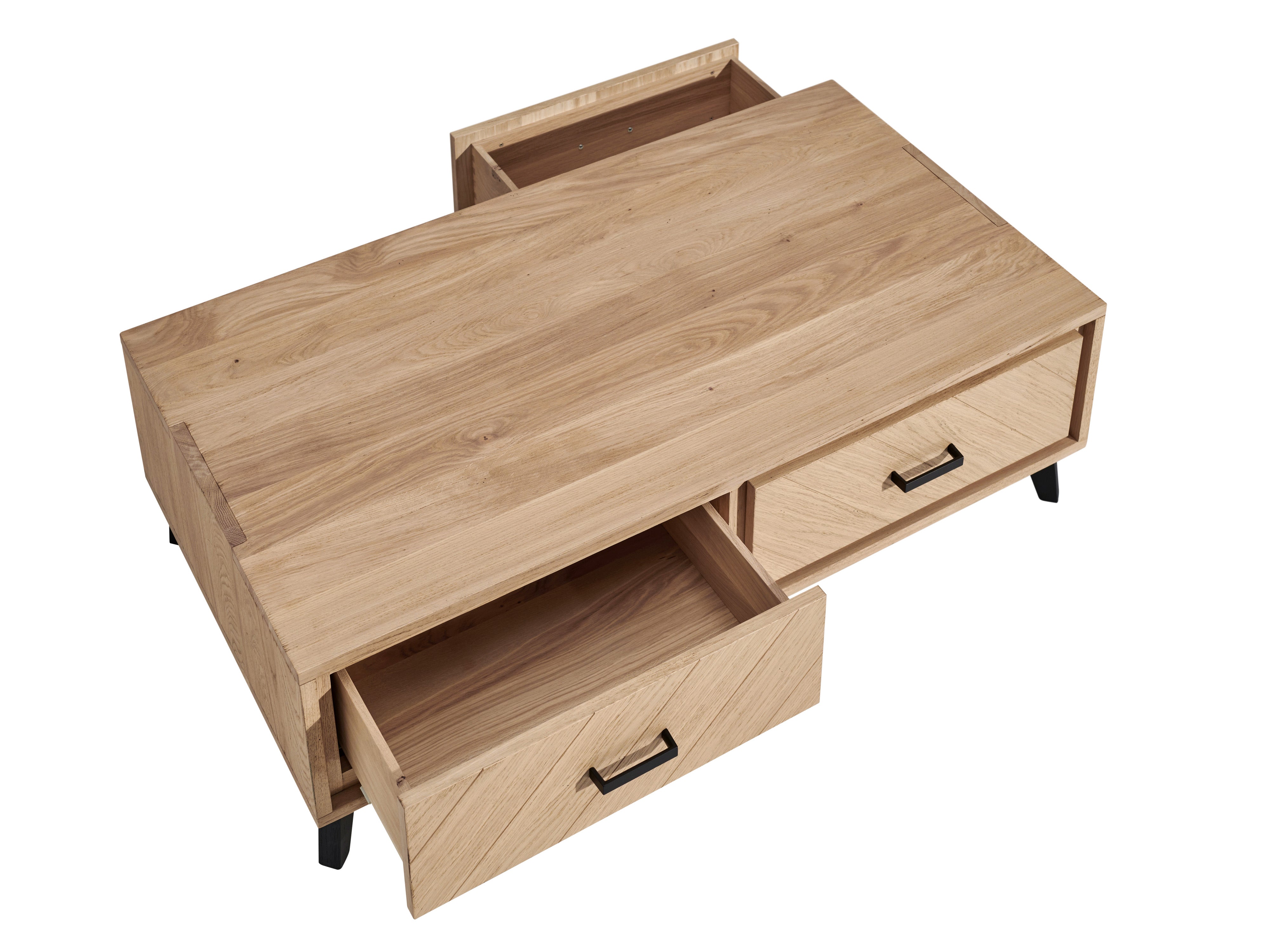 Ateliers de Langres Haussmann table basse rectangle 2 tiroirs chêne