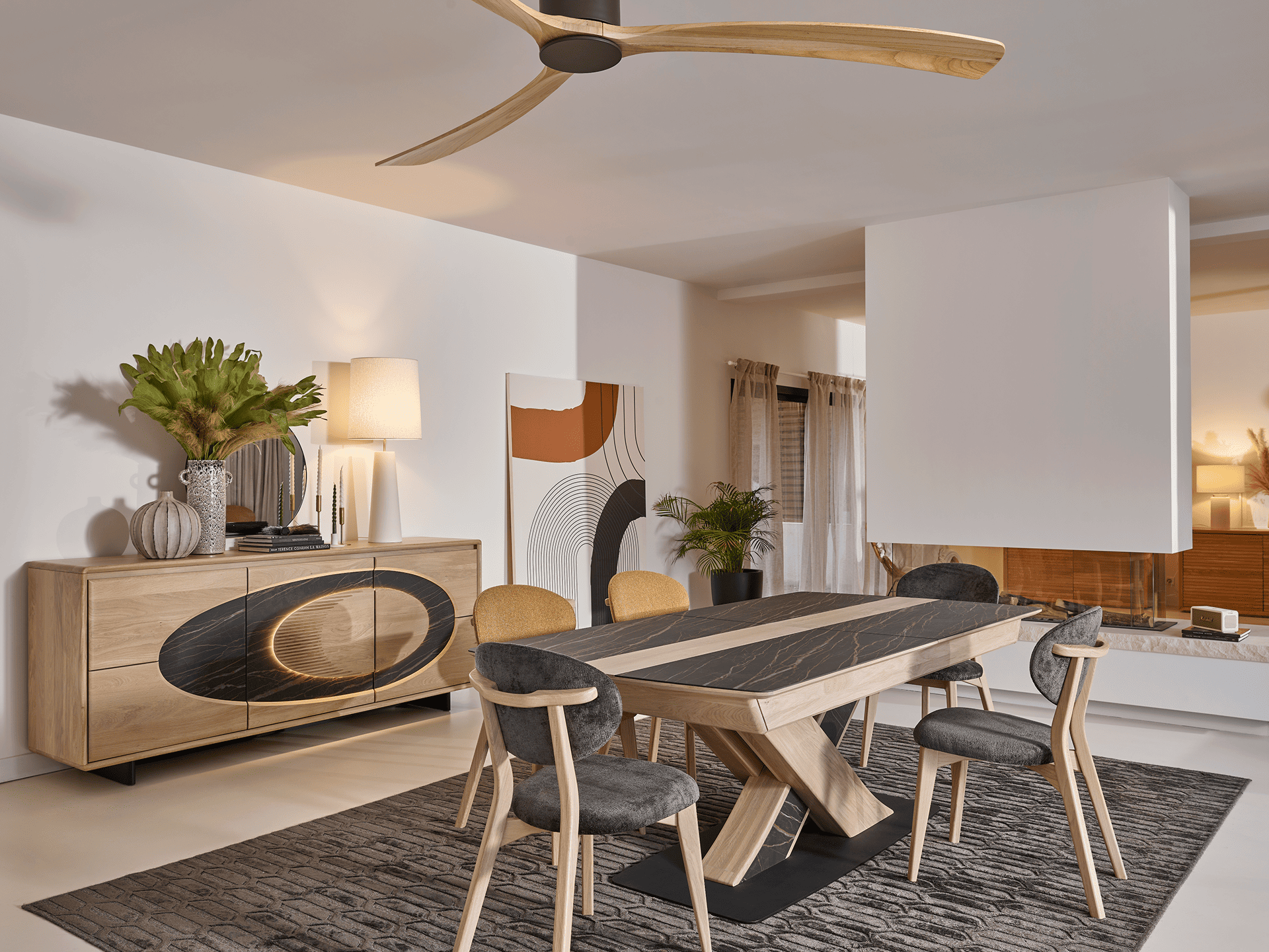 Ateliers de Langres Thales Table chêne 180 rallonge 100 cm