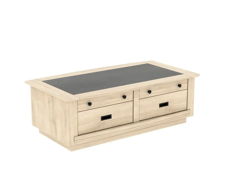 Ateliers de Langres Belem table basse 2 tiroirs chêne massif