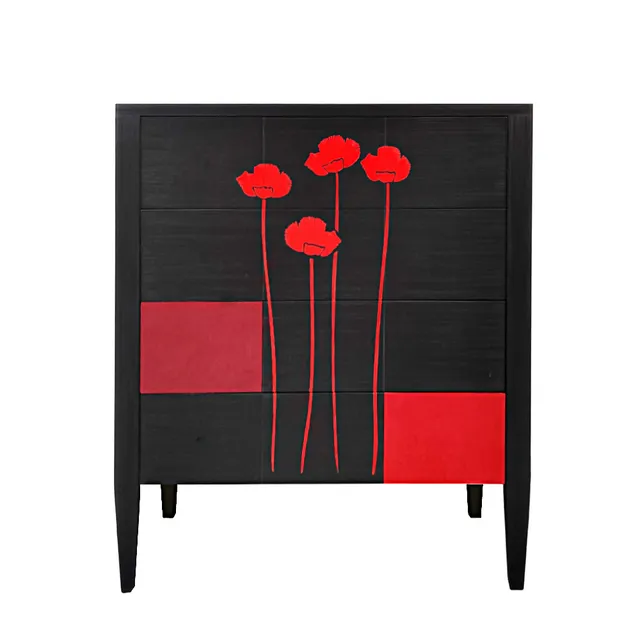 BATEL 769CO Coquelicot commode 4 tiroirs 75x41x90