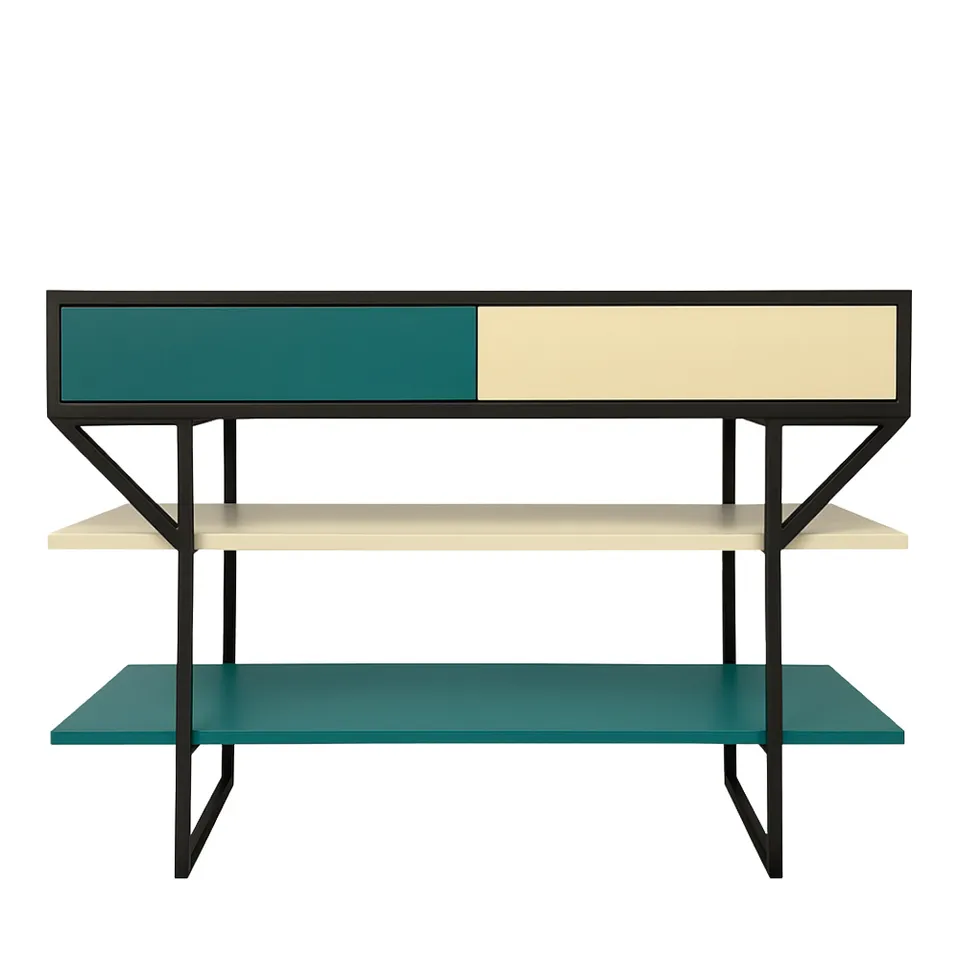 BATEL Horizon 2001 console laquée 120 cm 2 tiroirs