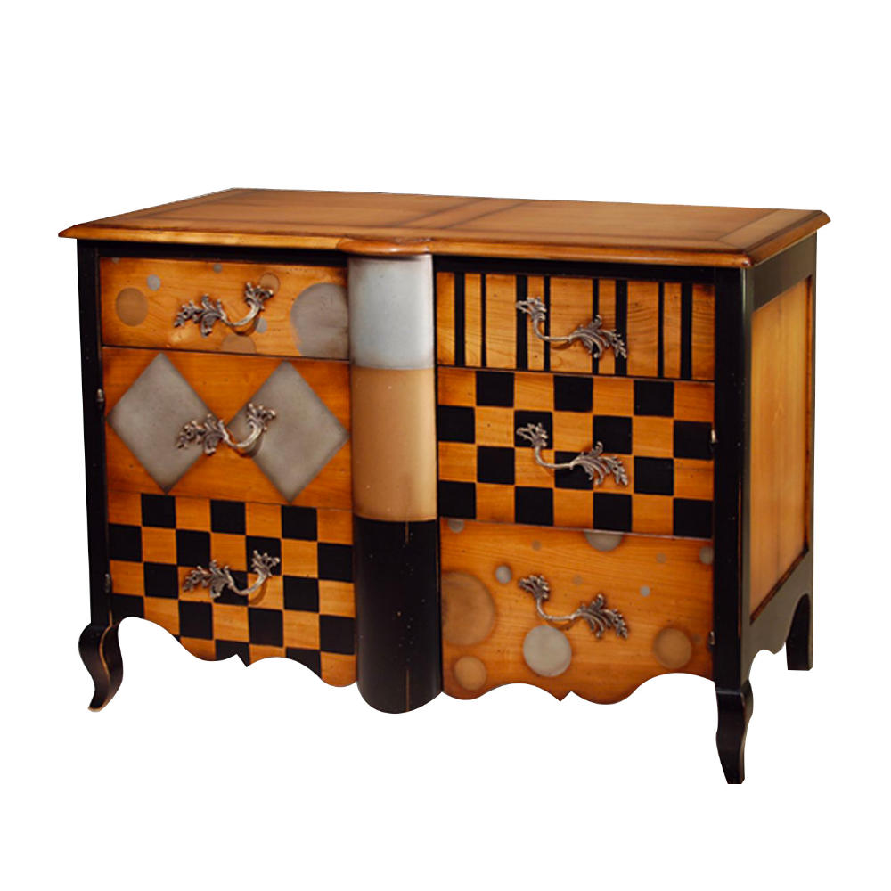 BATEL Arlequin 678 commode 2 tiroirs 2 portes bois 130 cm
