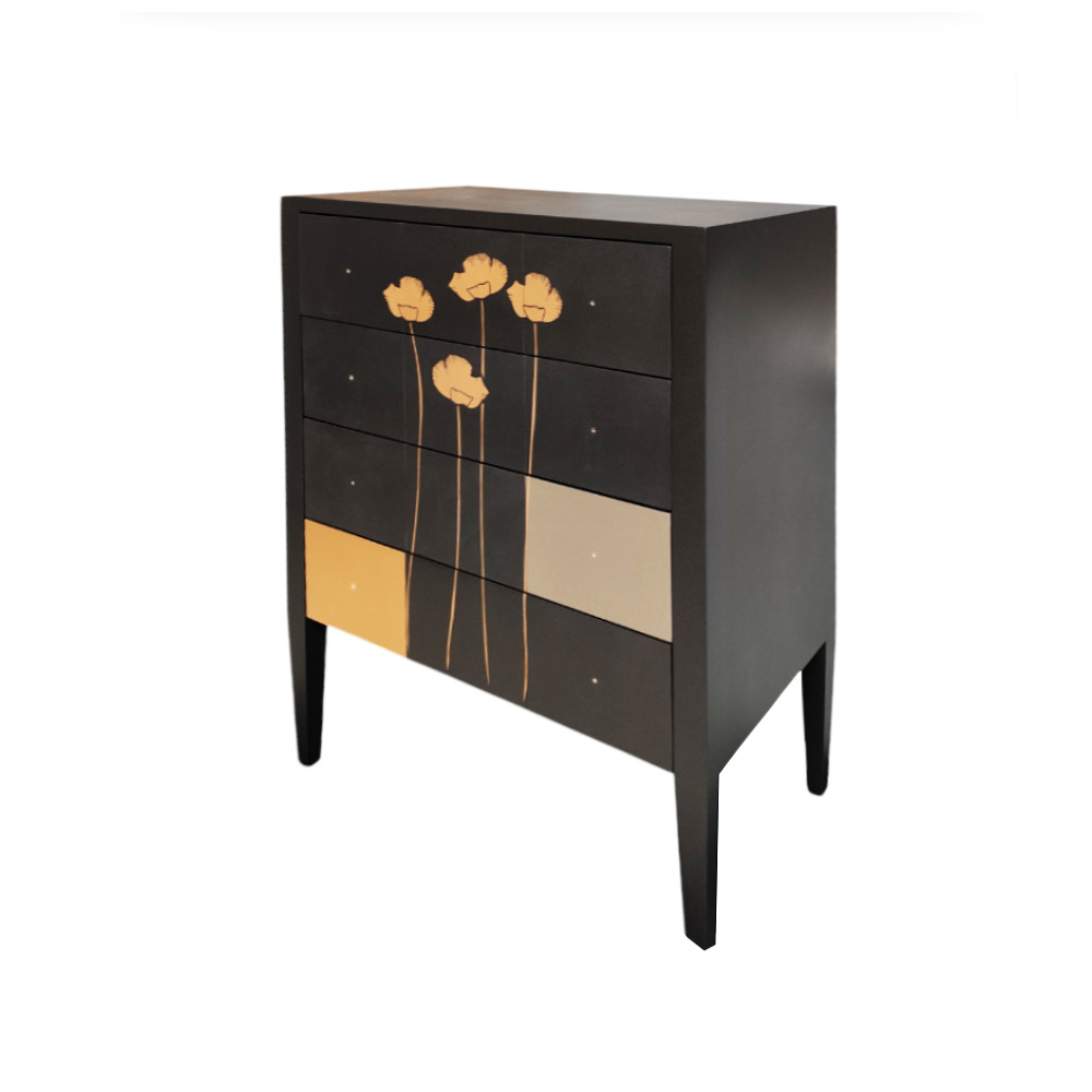 BATEL 769CO Coquelicot commode 4 tiroirs 75x41x90