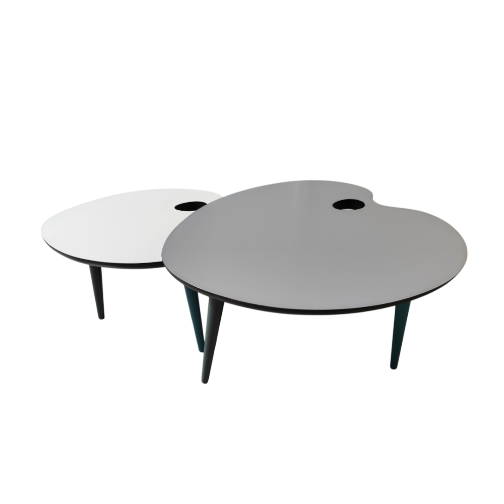 BATEL Palette 283L tables gigognes plateau laqué lot 3 bois
