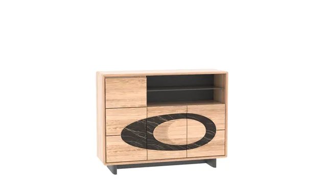Ateliers de Langres Thales Bahut haut 3 portes 1 niche chêne