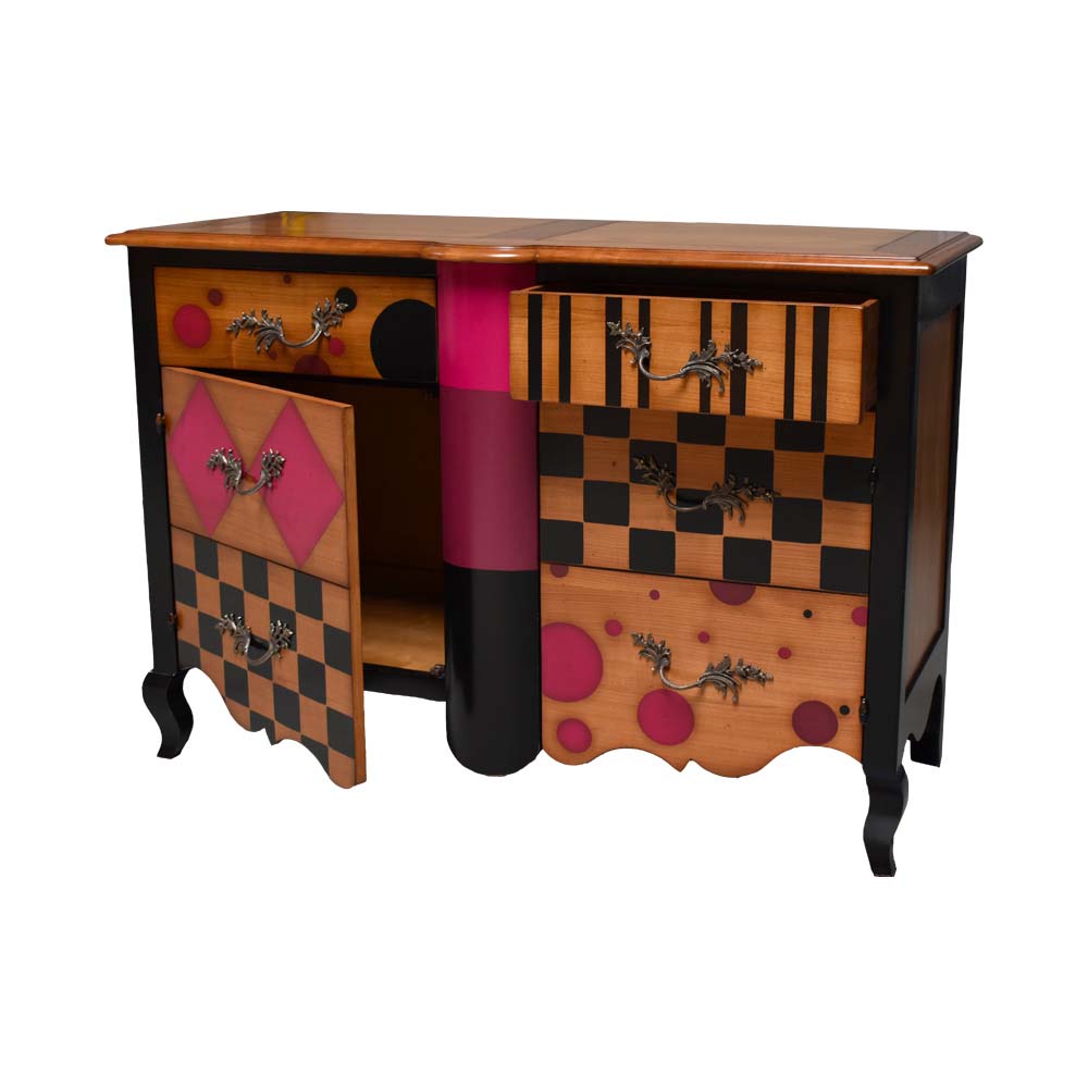 BATEL Arlequin 678 commode 2 tiroirs 2 portes bois 130 cm
