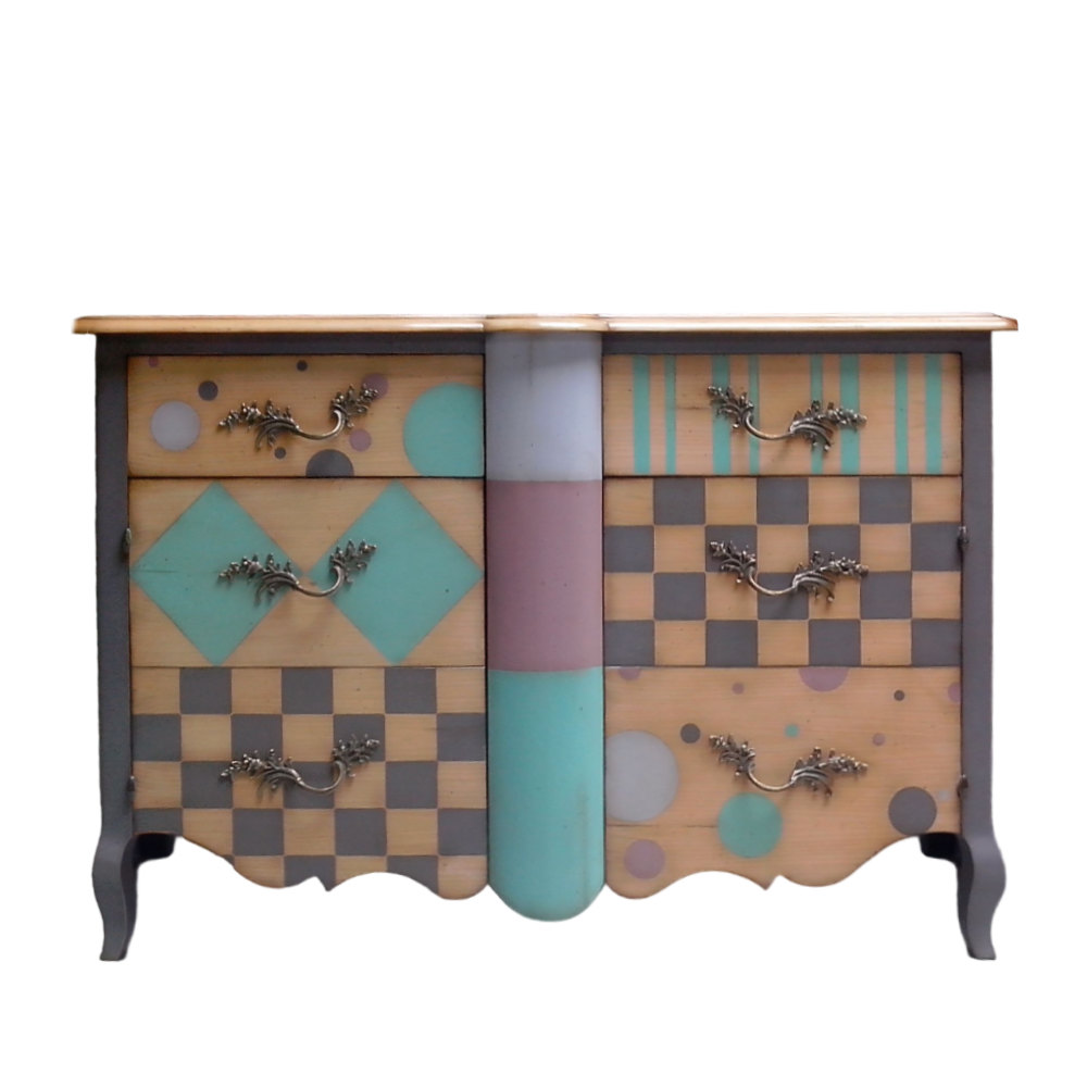 BATEL Arlequin 678 commode 2 tiroirs 2 portes bois 130 cm