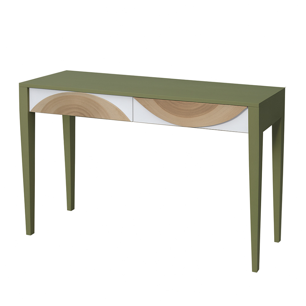 BATEL Natural 122 console rondins bois naturel 2 tiroirs