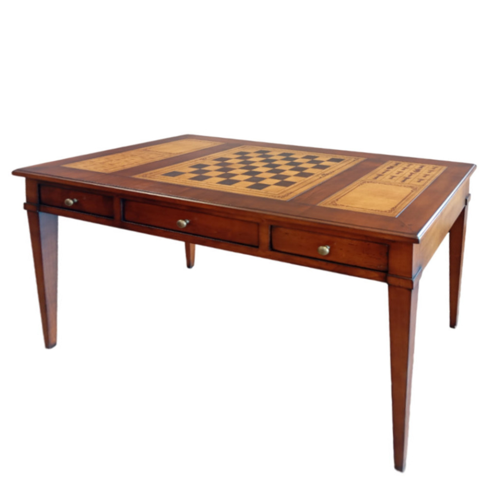 BATEL Natural 1214 Bureau Échiquier bois 3 tiroirs