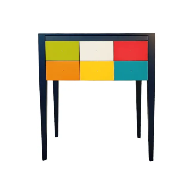 BATEL Multicolore 751 table écritoire 2 tiroirs bois français